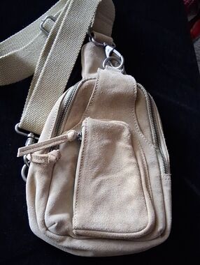 Free People Hudson tan suede sling/crossbody bag